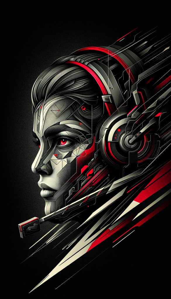 Futuristic gamer head with headset